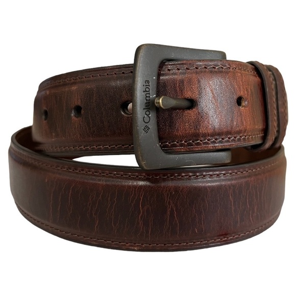 Columbia Mens Everyday Brown Leather distressed double loop leather belt size 42 - Picture 1 of 6